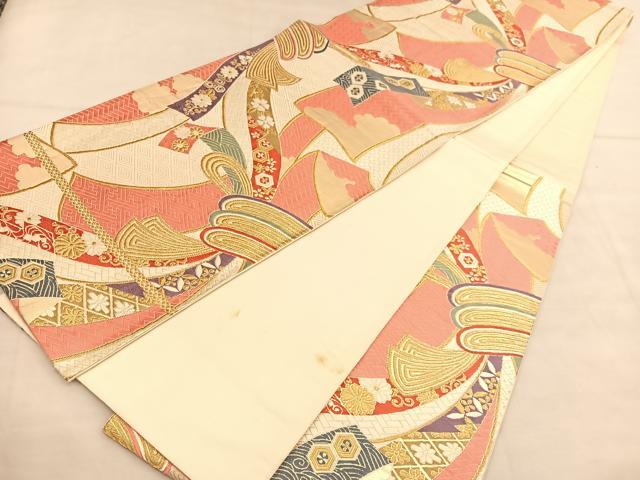 平和屋着物◎六通柄袋帯 唐織 白鳳 優美錦 金糸 正絹 逸品 BAAU1939hv