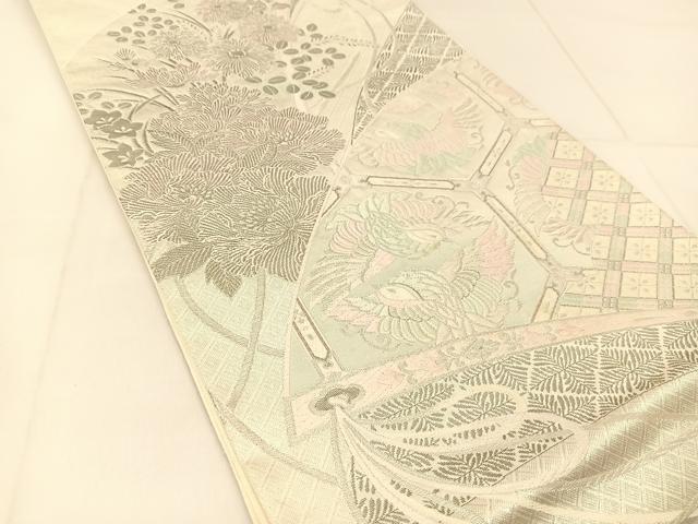 平和屋着物◎六通柄袋帯 唐織 プラチナ二重箔 華燭杼扇文 正絹 逸品 BAAU2092yc