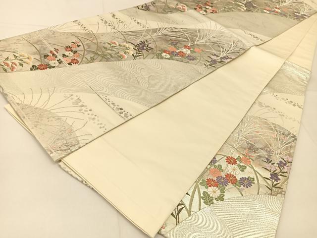 平和屋着物◎六通柄袋帯 唐織 葵元禄蒔絵 引箔 正絹 逸品 BAAU2101yc