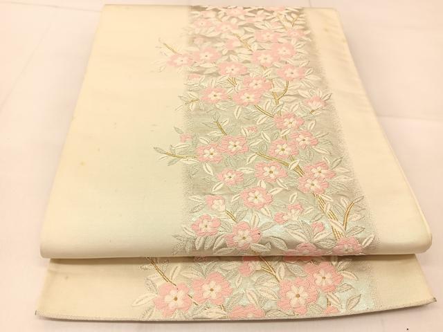 平和屋着物◎六通柄袋帯 唐織 枝花文 金銀糸 正絹 逸品 BAAU2229yc