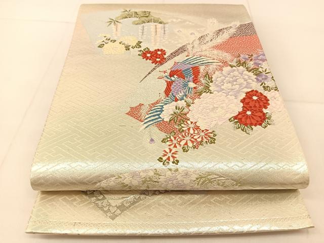 平和屋着物◎六通柄袋帯 唐織 プラチナ箔二重織 平安の雅 正絹 逸品 未使用 BAAU2236yc