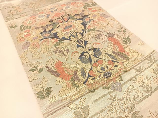 平和屋着物◎六通柄袋帯 向かい鳳凰花文 金銀糸 正絹 逸品 BAAU2256yc