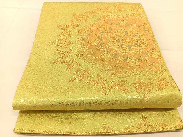 平和屋着物◎六通柄袋帯 唐織 みやび錦 正倉院花文 金糸 正絹 逸品 BAAU2264yc