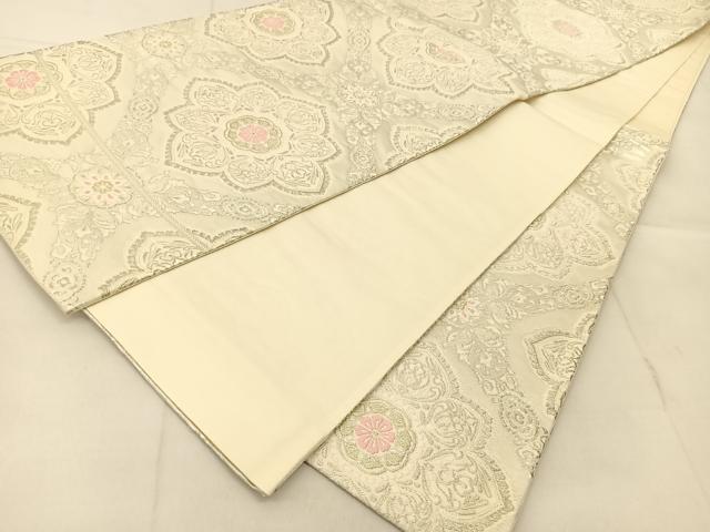 平和屋着物◎六通柄袋帯 唐織 正倉院花文 金銀糸 正絹 逸品 BAAU2269yc