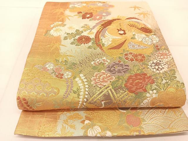 平和屋着物◎六通柄袋帯 唐織 瑞鳳柴垣文 金銀糸 正絹 逸品 BAAU2271yc
