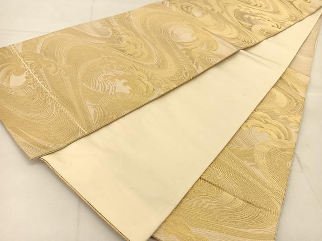 平和屋着物◎西陣 六通柄袋帯 立波文 金糸 正絹 逸品 BAAU2281yc