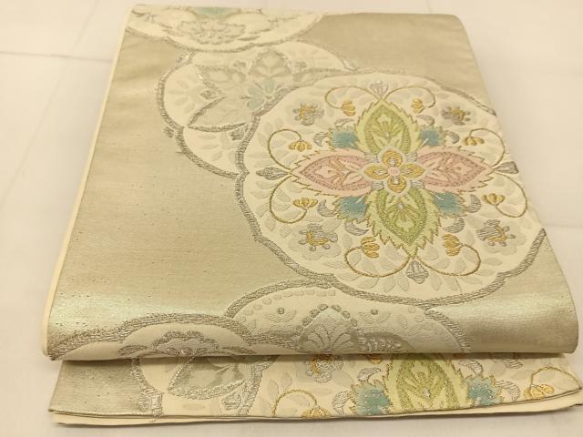 平和屋着物◎六通柄袋帯 唐織 正倉院花丸文 金銀糸 正絹 逸品 BAAU2329yc