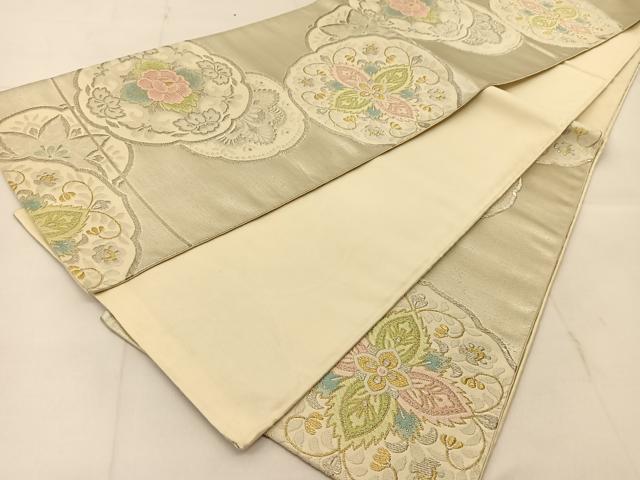 平和屋着物◎六通柄袋帯 唐織 正倉院花丸文 金銀糸 正絹 逸品 BAAU2329yc