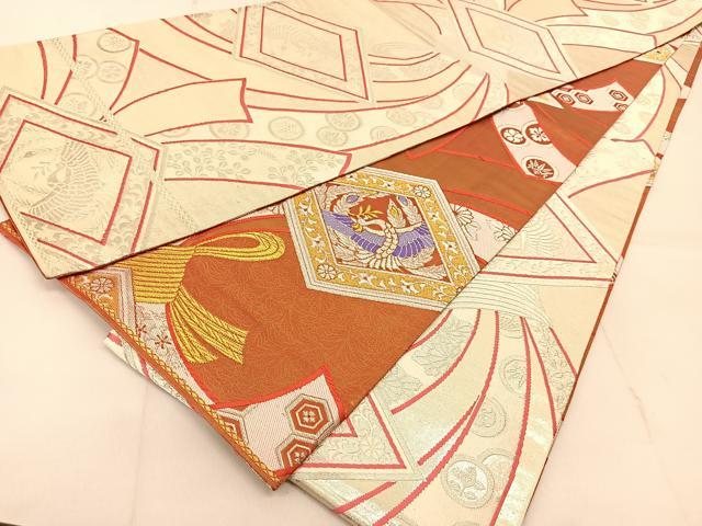 平和屋着物◎両面 全通柄袋帯 唐織 花喰い鳳凰文 金銀糸 正絹 逸品 BAAU2330yc