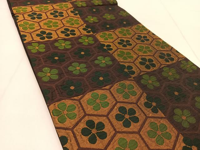 平和屋着物◎六通柄袋帯 亀甲花文 正絹 逸品 BAAU2372yc