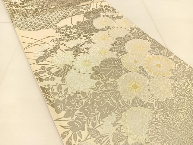 平和屋着物◎六通柄袋帯 プラチナ箔謹製 観菊紫垣蒔絵 正絹 逸品 BAAU2384yc
