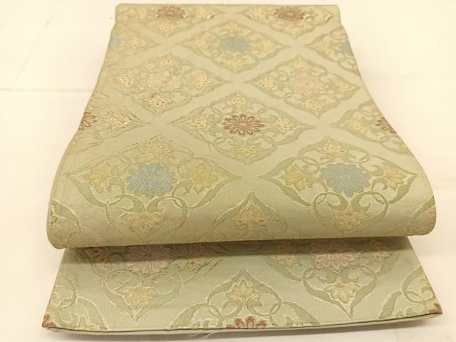 平和屋着物◎六通柄袋帯 草花文 金銀糸 正絹 逸品 BAAU2392yc