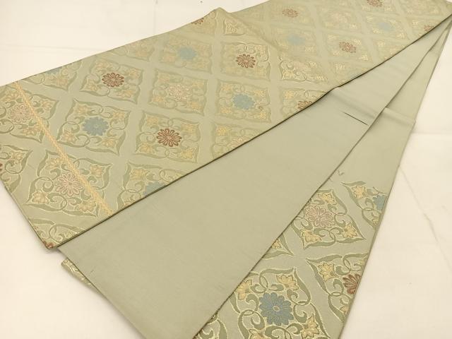 平和屋着物◎六通柄袋帯 草花文 金銀糸 正絹 逸品 BAAU2392yc