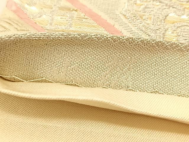 平和屋着物◎六通柄袋帯 唐織 菱天井正倉院花文 金銀糸 正絹 逸品 BAAU2398yc