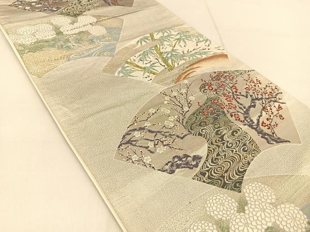 平和屋着物◎六通柄袋帯 地紙松竹梅風景文 金銀糸 正絹 逸品 BAAU2407yc
