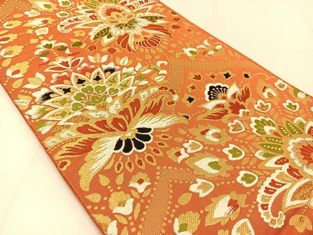 平和屋着物◎六通柄 京袋帯 唐織 宝相華 金糸 正絹 逸品 BAAU2408yc