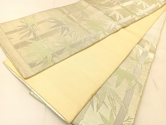平和屋着物◎六通柄袋帯 笹竹文 銀糸 正絹 逸品 BAAU2428yc