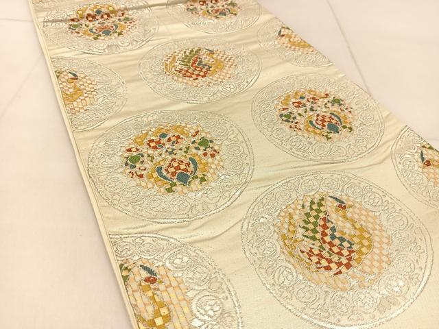 平和屋着物◎六通柄袋帯 花鳥丸文 金銀糸 正絹 逸品 BAAU2444yc