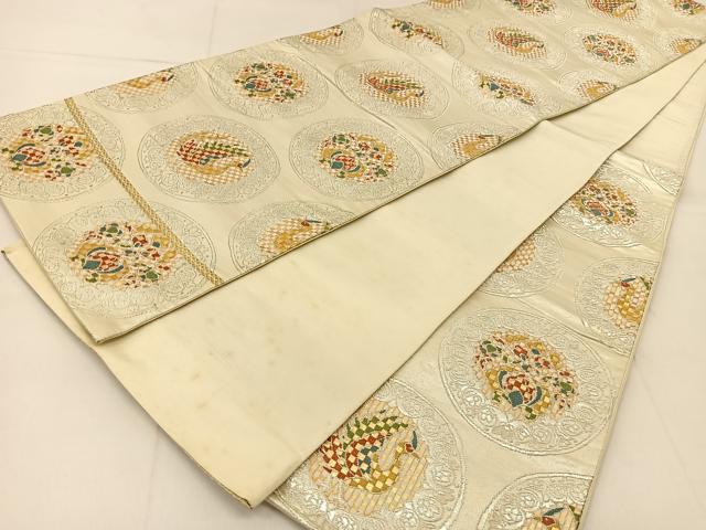 平和屋着物◎六通柄袋帯 花鳥丸文 金銀糸 正絹 逸品 BAAU2444yc