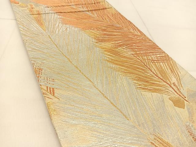 平和屋着物◎全通柄袋帯 若松葉文 金銀糸 正絹 逸品 BAAU2486yc
