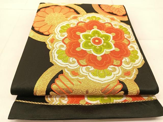 平和屋着物◎六通柄袋帯 唐織 正倉院花文 金糸 正絹 逸品 BAAU2487yc