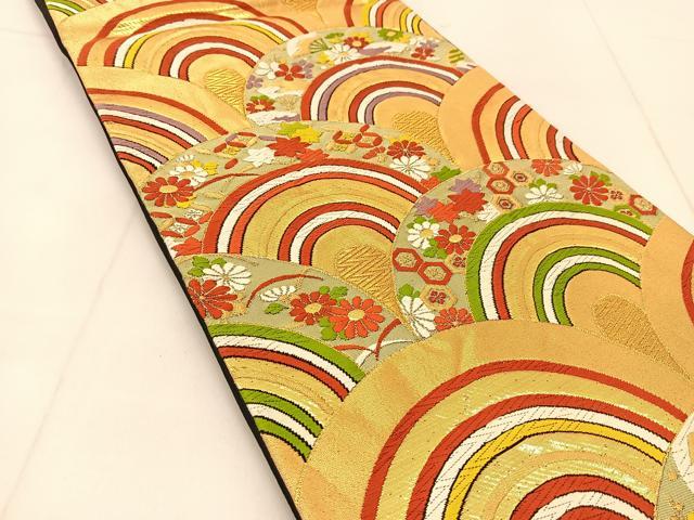 平和屋着物◎六通柄袋帯 唐織 吉祥花青海波 金糸 正絹 逸品 BAAU2488yc