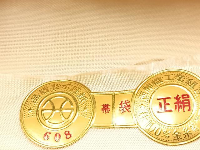 平和屋着物◎西陣 太鼓柄袋帯 刺繍 草花文 銀糸 証紙付き 正絹 逸品 BAAU2520yc