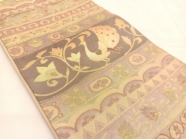 平和屋着物◎六通柄 京袋帯 鳳凰更紗横段文 金糸 正絹 逸品 BAAU2558yc