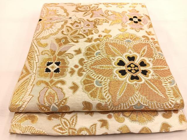 平和屋着物◎六通柄 本袋帯 唐織 正倉院花文 金糸 BAAU2560yc