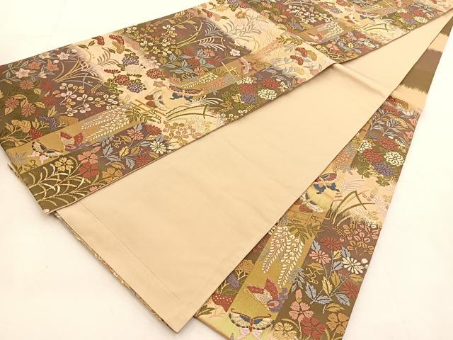 平和屋着物◎六通柄袋帯 唐織 能楽聚華紋 金糸 正絹 逸品 BAAU2586yc