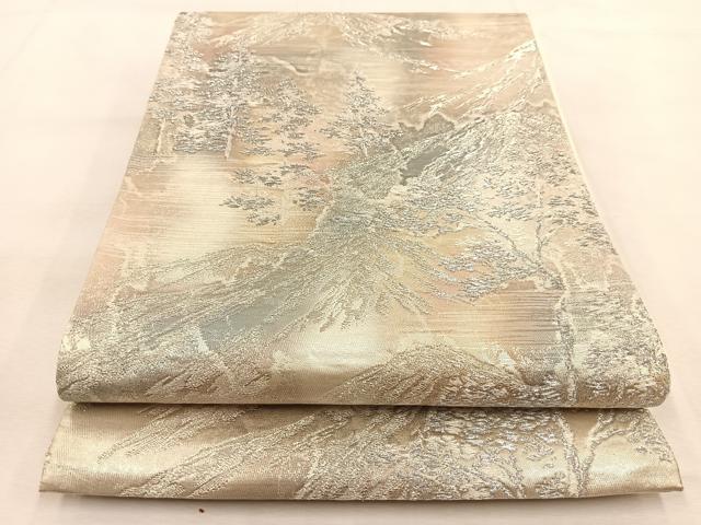平和屋着物◎六通柄袋帯 遠山樹林文 金銀糸 引箔 正絹 逸品 BAAU2594yc