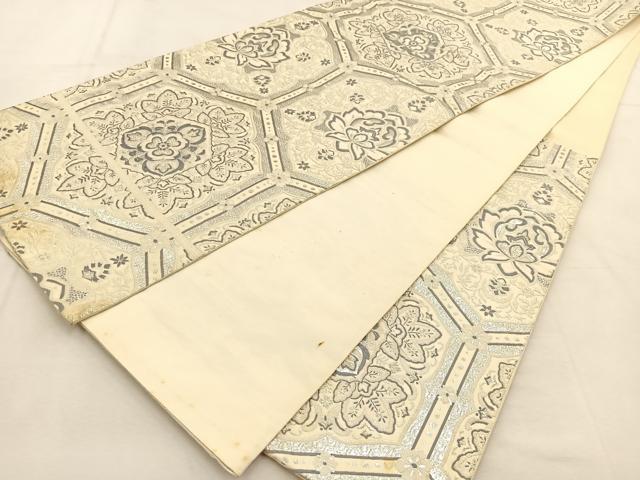 平和屋着物◎六通柄袋帯 唐織 古代更紗 銀糸 正絹 逸品 BAAU2598yc