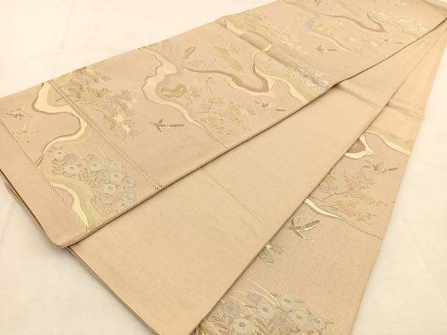 平和屋着物◎六通柄袋帯 風景花鳥文 金銀糸 正絹 逸品 BAAU2753yc