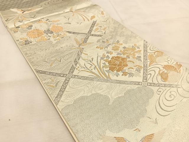 平和屋着物◎六通柄袋帯 九百新花鳥錦 菱天井吉祥花鳥文 金銀糸 正絹 逸品 BAAU2847yc