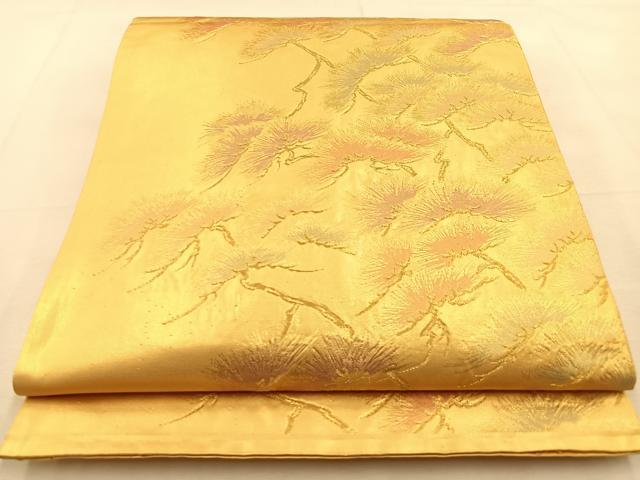 平和屋着物◎六通柄袋帯 松 金糸 引箔 正絹 逸品 BAAU3029hj