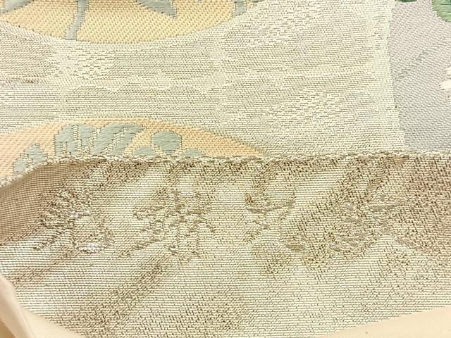 平和屋着物◎六通柄袋帯 唐織 光琳丸文 銀糸 正絹 逸品 BAAU3043hj