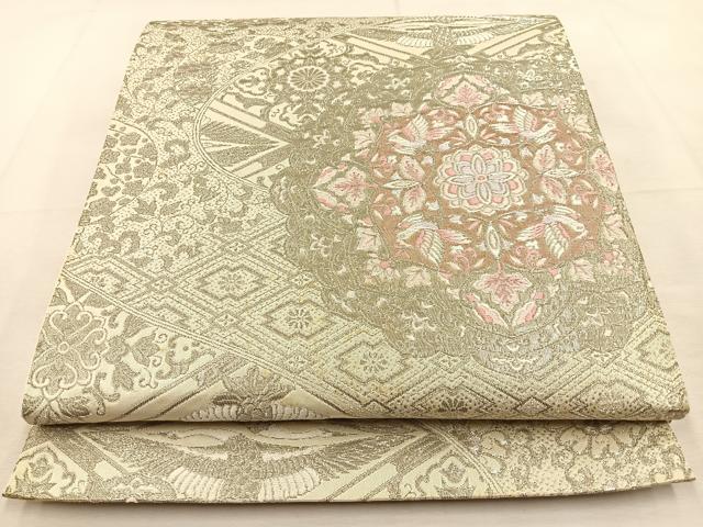 平和屋着物◎六通柄袋帯 唐織 正倉院古代裂 プラチナ箔 正絹 逸品 BAAU3049hj