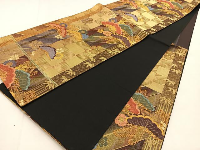 平和屋着物◎六通柄袋帯 唐織 松竹梅 金糸 正絹 逸品 BAAU3084hj