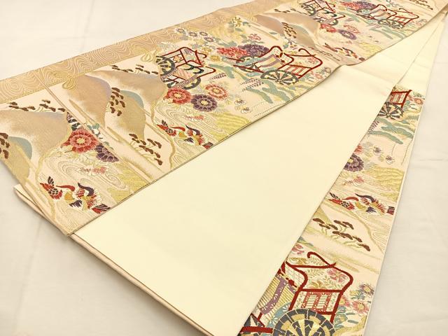 平和屋着物◎六通柄袋帯 唐織 華洛 金糸 正絹 逸品 BAAU3085hj