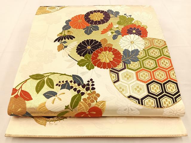 平和屋着物◎六通柄袋帯 唐織 麗姫彩映文 金糸 正絹 逸品 BAAU3093hj