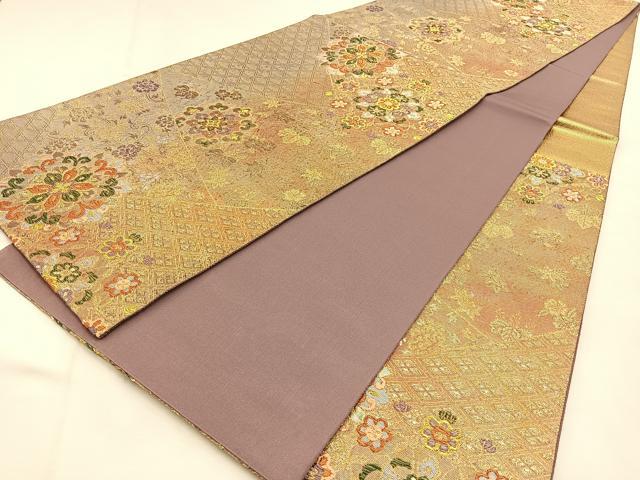 平和屋着物◎六通柄袋帯 正倉院花文 金糸 正絹 逸品 BAAU3100hj