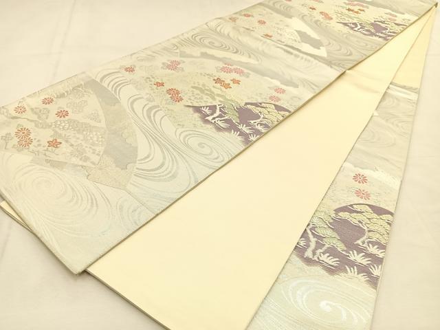 平和屋着物◎六通柄袋帯 地紙浜松花文 金銀糸 正絹 逸品 BAAU3143hj