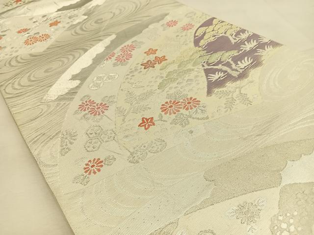 平和屋着物◎六通柄袋帯 地紙浜松花文 金銀糸 正絹 逸品 BAAU3143hj