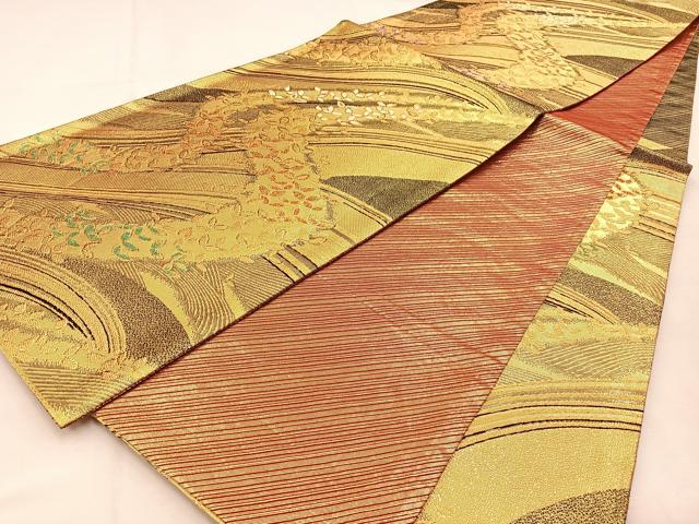 平和屋着物◎佐賀錦 六通柄袋帯 FASTILLUSION 舞蝶文 金糸 正絹 逸品 BAAU3206hj