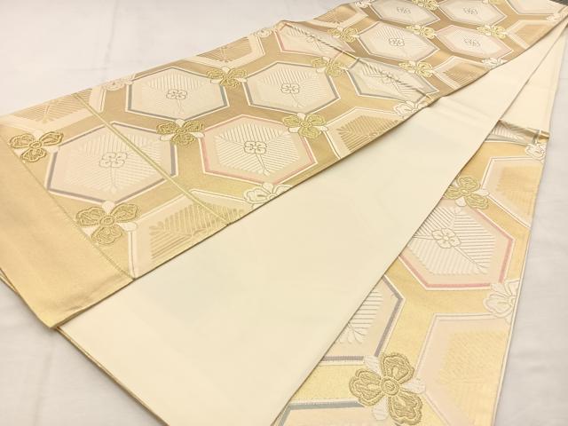 平和屋着物◎西陣 六通柄袋帯 唐織 亀甲花菱文様 金糸 正絹 逸品 BAAU3209hj