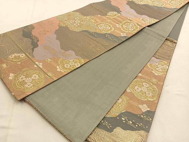 平和屋着物◎六通柄袋帯 唐織 道長有職文 金糸 正絹 逸品 BAAU3248hj