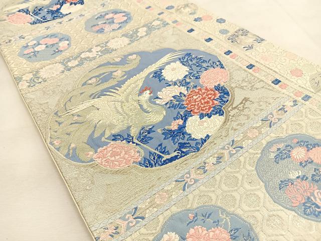 平和屋着物◎六通柄袋帯 唐織 鳳凰花文 金銀糸 正絹 逸品 BAAU3255hj