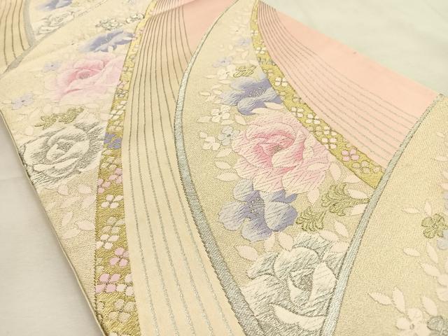 平和屋着物◎六通柄袋帯 唐織 舞花文 金銀糸 正絹 逸品 BAAU3265hj
