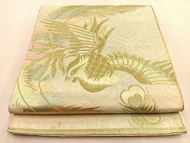 平和屋着物◎六通柄袋帯 鳳凰 金糸 正絹 逸品 BAAU3293hj
