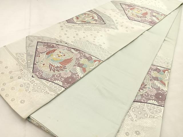 平和屋着物◎六通柄袋帯 唐織 扇面小袖文 金銀糸 正絹 逸品 BAAU3339hj